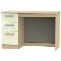 Knightsbridge High Gloss Cream and Oak Desk - 3 Drawer