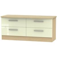 Knightsbridge High Gloss Cream and Oak Bed Box - 4 Drawer