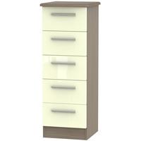 knightsbridge high gloss cream and toronto walnut chest of drawer 5 dr ...