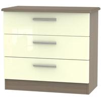 knightsbridge high gloss cream and toronto walnut chest of drawer 3 dr ...