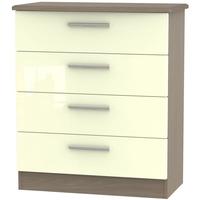 knightsbridge high gloss cream and toronto walnut chest of drawer 4 dr ...