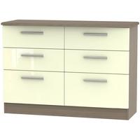 knightsbridge high gloss cream and toronto walnut chest of drawer 6 dr ...