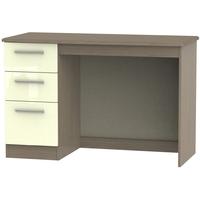 Knightsbridge High Gloss Cream and Toronto Walnut Desk - 3 Drawer