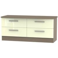 Knightsbridge High Gloss Cream and Toronto Walnut Bed Box - 4 Drawer