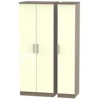 knightsbridge high gloss cream and toronto walnut triple wardrobe tall ...