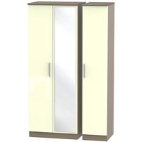 knightsbridge high gloss cream and toronto walnut triple wardrobe tall ...