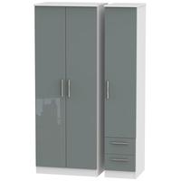 knightsbridge high gloss grey and white triple wardrobe tall plain wit ...