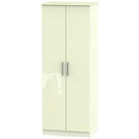 Knightsbridge High Gloss Cream Wardrobe - Tall 2ft 6in with Double Hanging