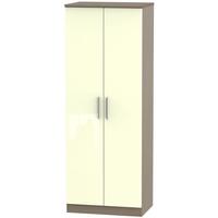 knightsbridge high gloss cream and toronto walnut wardrobe tall 2ft 6i ...