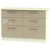 knightsbridge high gloss mushroom and cream chest of drawer 6 drawer m ...