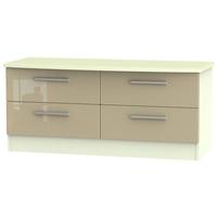 Knightsbridge High Gloss Mushroom and Cream Bed Box - 4 Drawer