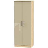 Knightsbridge High Gloss Mushroom and Oak Wardrobe - Tall 2ft 6in Plain