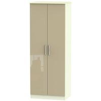 knightsbridge high gloss mushroom and cream wardrobe tall 2ft 6in plai ...