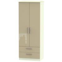 knightsbridge high gloss mushroom and cream wardrobe tall 2ft 6in with ...