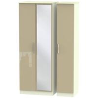 knightsbridge high gloss mushroom and cream triple wardrobe tall with  ...