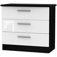 knightsbridge high gloss white and black chest of drawer 3 drawer