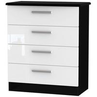 knightsbridge high gloss white and black chest of drawer 4 drawer