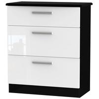 Knightsbridge High Gloss White and Black Chest of Drawer - 3 Drawer Deep