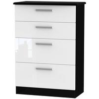 knightsbridge high gloss white and black chest of drawer 4 drawer deep