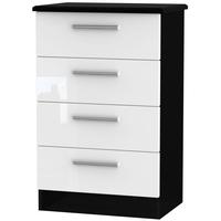 knightsbridge high gloss white and black chest of drawer 4 drawer midi