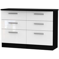 knightsbridge high gloss white and black chest of drawer 6 drawer midi