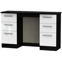 Knightsbridge High Gloss White and Black Dressing Table - Knee Hole Double Pedestal