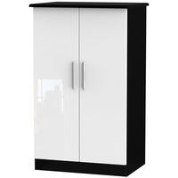 knightsbridge high gloss white and black wardrobe 2ft 6in plain midi