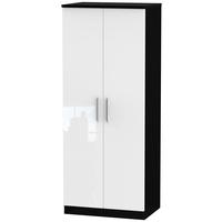 knightsbridge high gloss white and black wardrobe 2ft 6in plain