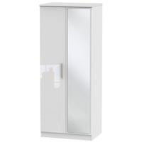 Knightsbridge High Gloss White Wardrobe - 2ft 6in with Mirror