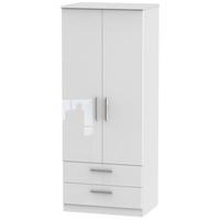 knightsbridge high gloss white wardrobe 2ft 6in with 2 drawer