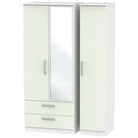 knightsbridge kaschmir matt and white triple wardrobe with 2 drawer an ...