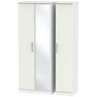 knightsbridge kaschmir matt and white triple wardrobe tall with mirror