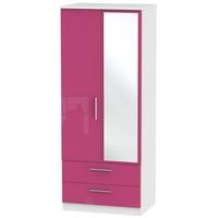 knightsbridge high gloss pink and white wardrobe 2ft 6in with 2 drawer ...