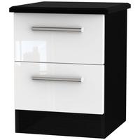 Knightsbridge High Gloss White and Black Bedside Cabinet - 2 Drawer Locker