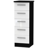 knightsbridge high gloss white and black chest of drawer 5 drawer lock ...