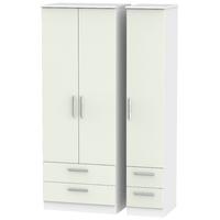 Knightsbridge Kaschmir Matt and White Triple Wardrobe - Tall with Drawer