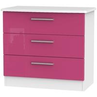 knightsbridge high gloss pink and white chest of drawer 3 drawer