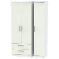 Knightsbridge Kaschmir Matt and White Triple Wardrobe - Tall with 2 Drawer