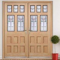 knightsbridge oak double door and frame set with feature tri glazing