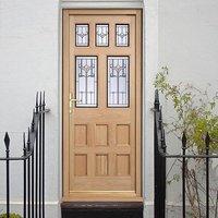Knightsbridge Oak External Door and Frame Set with Fittings and Feature Safety Tri Glazing