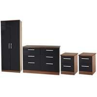 Knightsbridge Bedroom Set 5 Knightsbridge - Ebony Gloss - White Base Colour - 1x 2