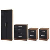 Knightsbridge Bedroom Set 2 Knightsbridge - Ebony Gloss - Noche Walnut Base Colour - 1x 2