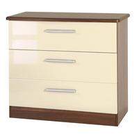 Knightsbridge 3 Drawer Chest Knightsbridge - 3 Drawer Chest - Pink Gloss - Black Base Colour