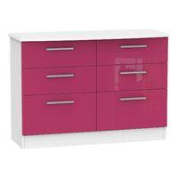 Knightsbridge 6 Drawer Midi Chest Knightsbridge - 6 Drawer Midi Chest - Pink Gloss - White Base Colour