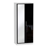 Knightsbridge 2 Door Wardrobe with Mirror Knightsbridge - 2â??6â? Robe with Mirror - Black Gloss - White Base Colour