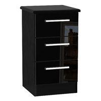 Knightsbridge 3 Drawer Bedside Cabinet Knightsbridge - 3 Drawer Bedside Cabinet - Black Gloss - Black Base Colour