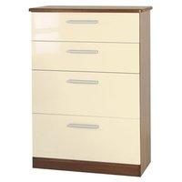 Knightsbridge 4 Drawer Deep Chest Knightsbridge - 4 Drawer Deep Chest - Cream Gloss - Oak Base Colour