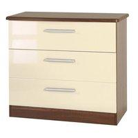 Knightsbridge 3 Drawer Chest Knightsbridge - 3 Drawer Chest - White Gloss - Walnut Base Colour