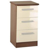 Knightsbridge 3 Drawer Bedside Cabinet Knightsbridge - 3 Dr Locker - Ruby Gloss - Oak Base Colour