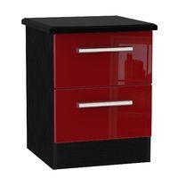 Knightsbridge 2 Drawer Bedside Cabinet Knightsbridge - 2 Drawer Bedside Cabinet - Ruby Gloss - Black Base Colour